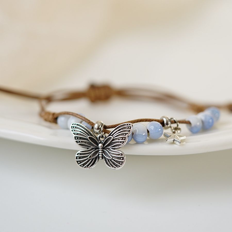 Artistic Idyllic Woven Butterfly Ceramic Female Bracelets