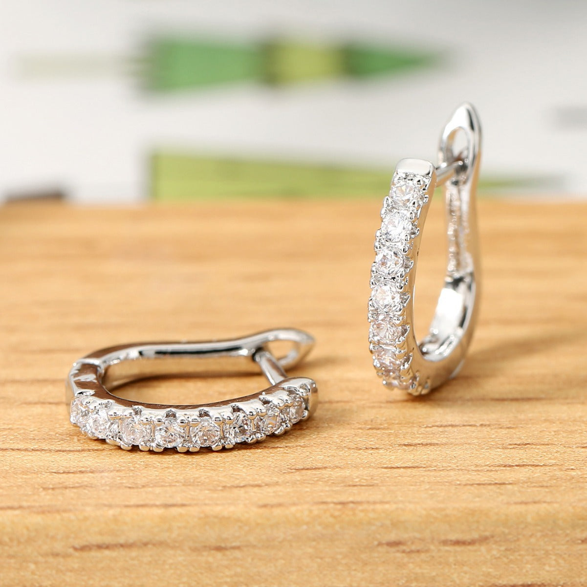 Ear Clip Light Luxury Colorful Zircon Temperament Stud Earrings