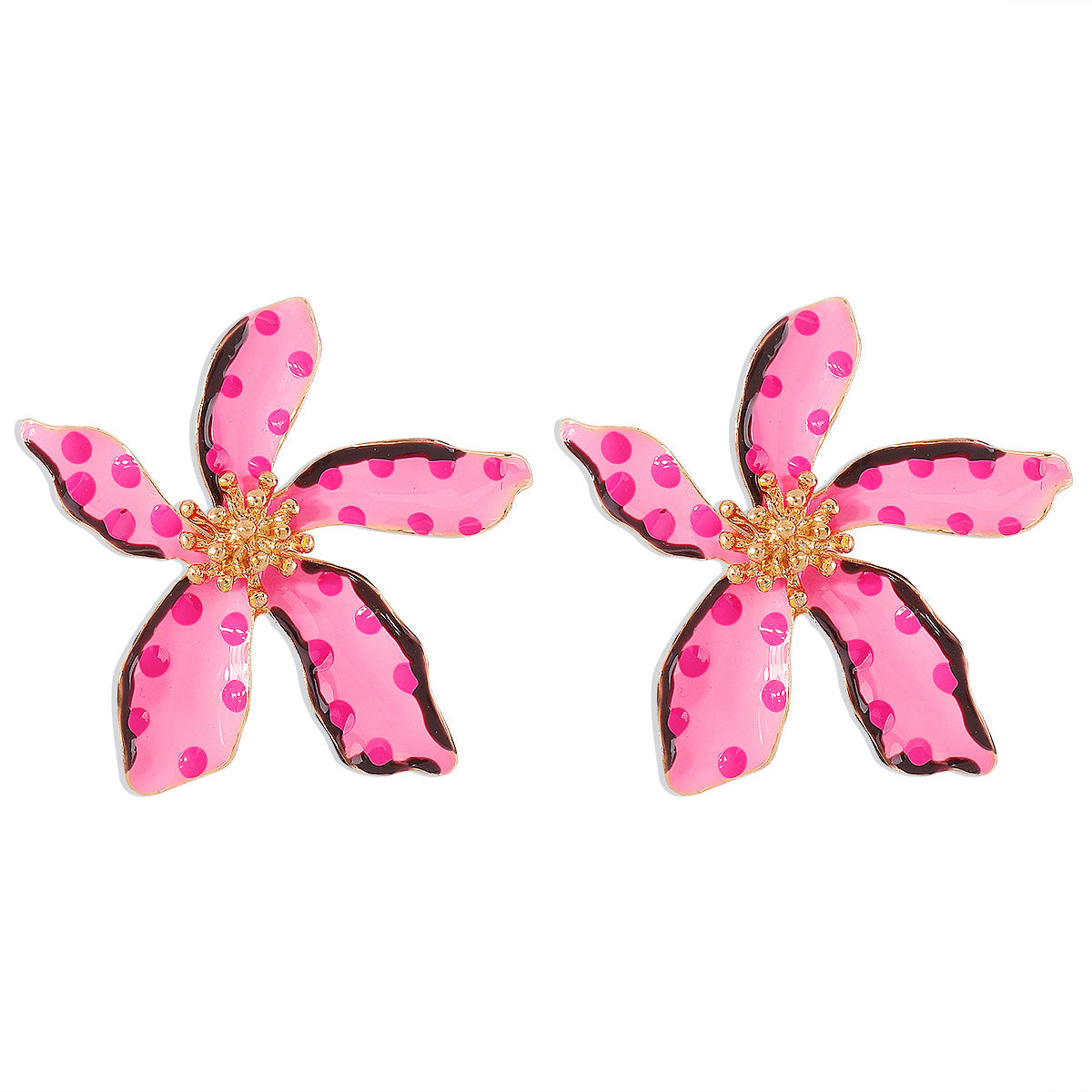 Fashion Unique Exaggerated Personalized Flower Polka Dot High Rings