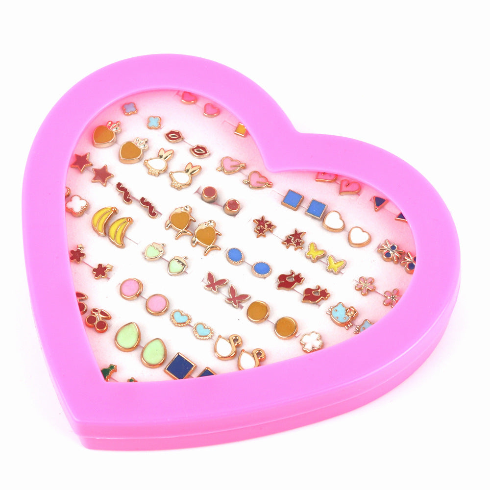 Women's Flower Love Heart Not Allergic To Stud Earrings