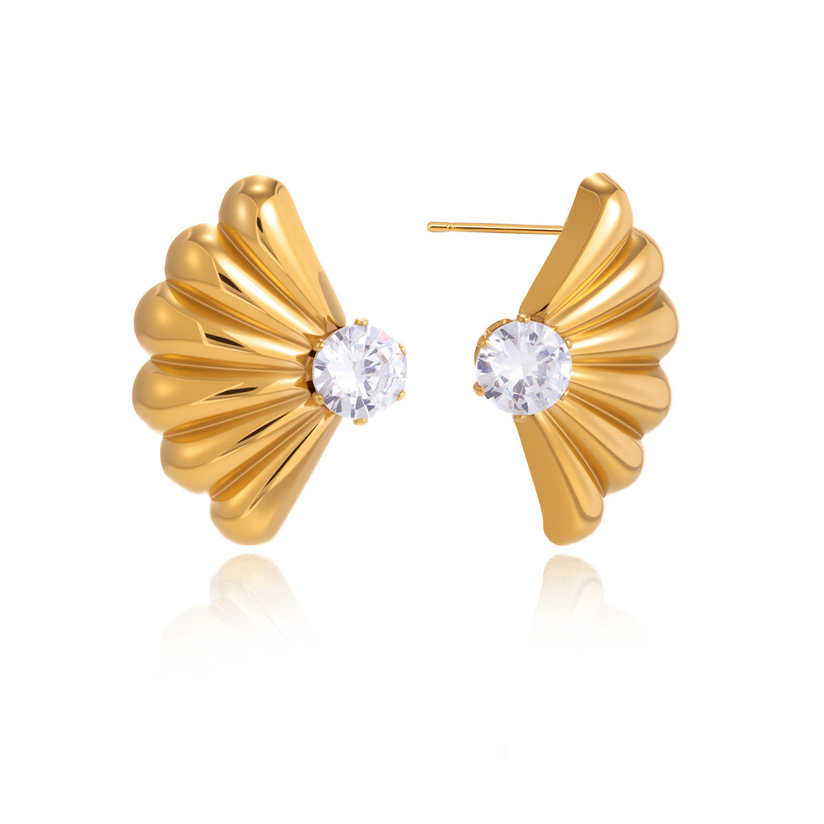Ding Stainless Steel Unique Beautiful Light Luxury High-grade Zircon Flash Stud Earrings