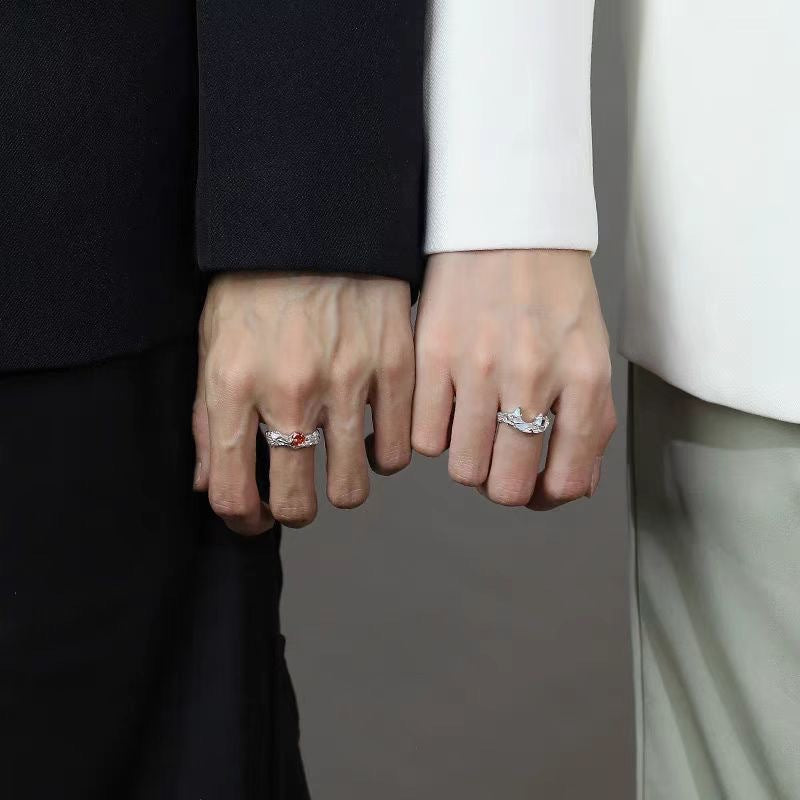 Women's & Men's Sun Moon Trendy Clear Cold Wind Design High-grade Irregular Rings
