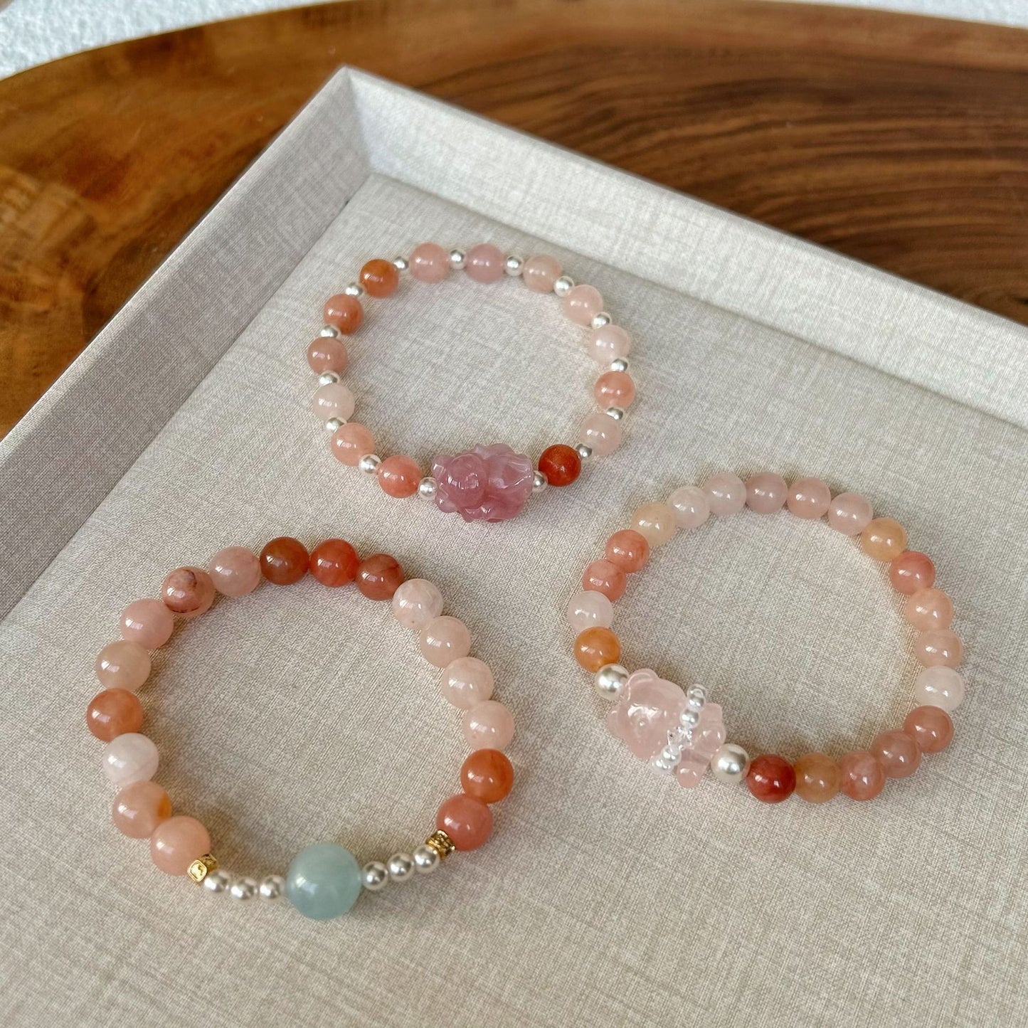 Design Mori Style Light Luxury Peach Fermentation Crystal Natural Stone Bracelets
