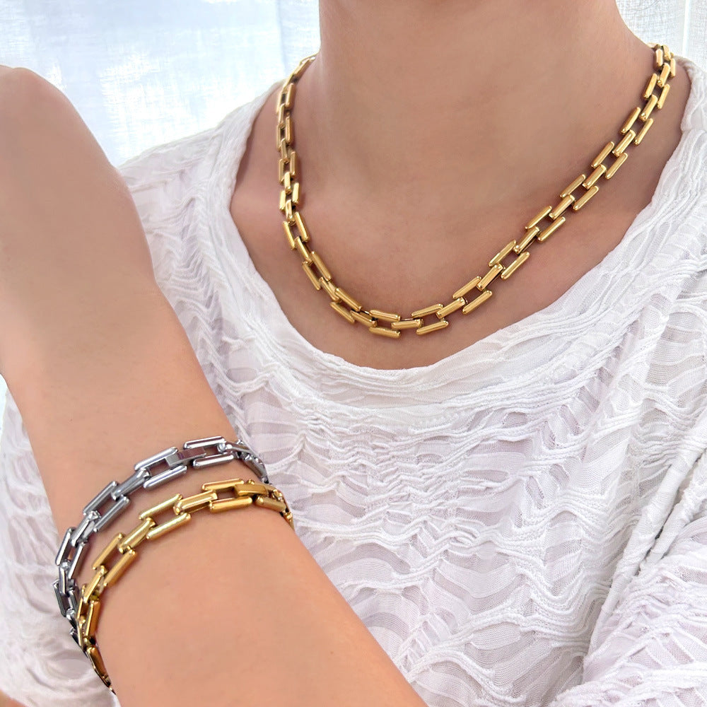 Steel Mouth Female Clavicle Chain Hip Hop Necklaces