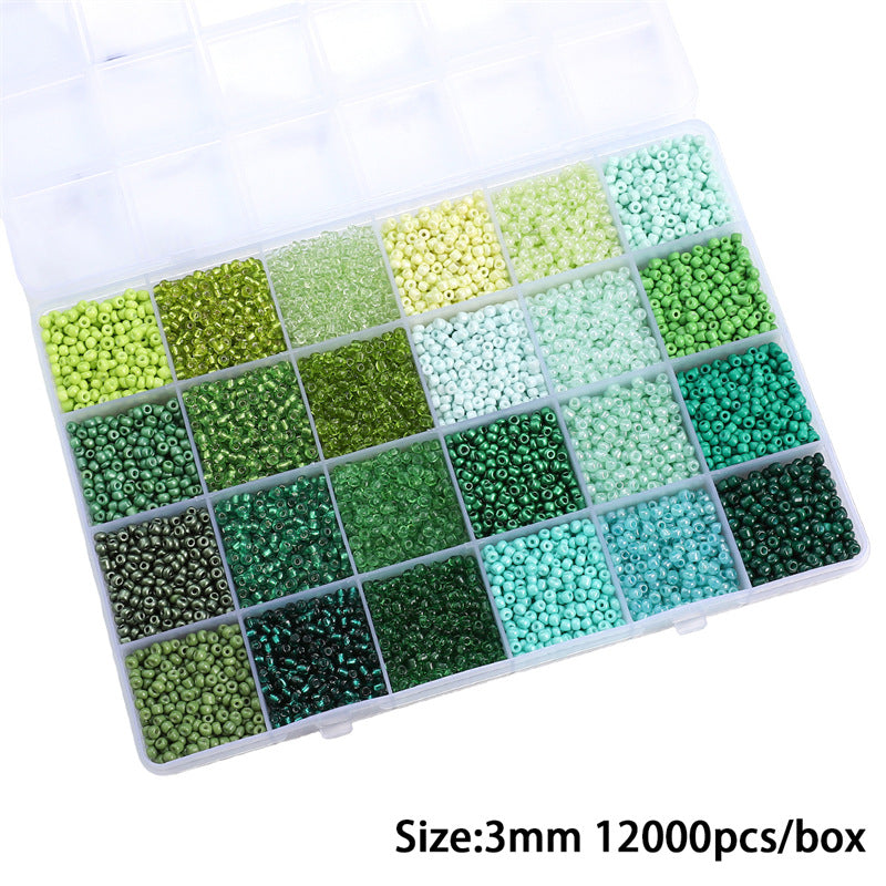 Grid Glass Color Straight Hole Bead Box Jewelry Accessories
