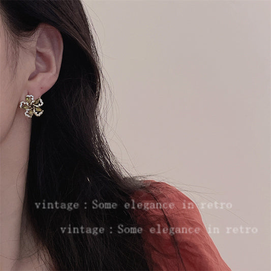 Green Zircon Flower Female Summer Light Luxury Temperament Rings