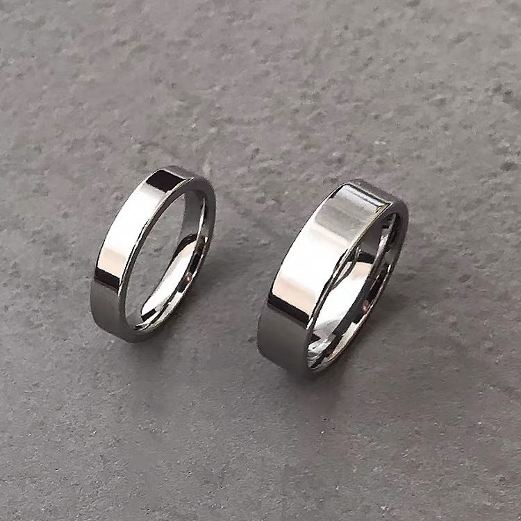 Titanium Steel Colorfast Trendy Sterling Sier Color Glossy Rings