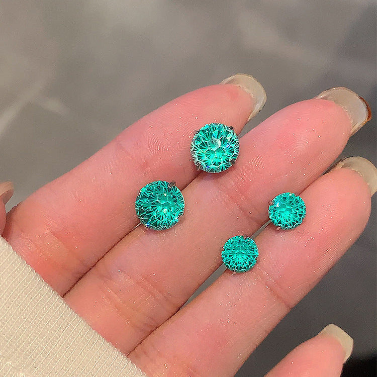 Women's Paraiba Green Fireworks Cut Beautiful Ear Bone Rings