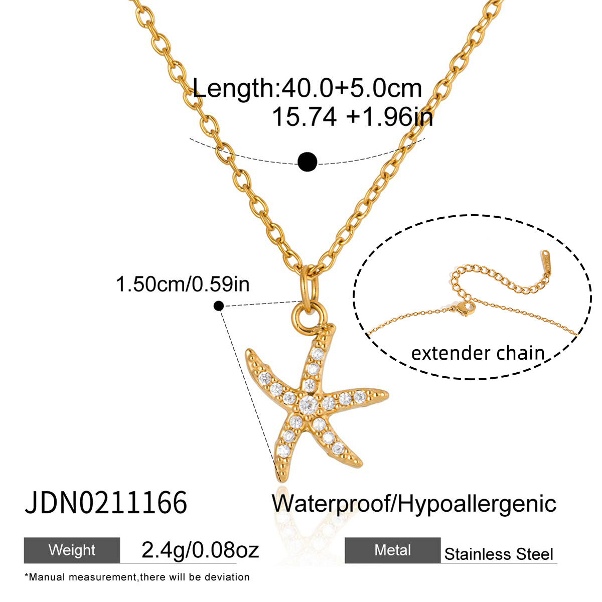 Style Gold Stainless Steel Zircon Marine Light Luxury High Necklace