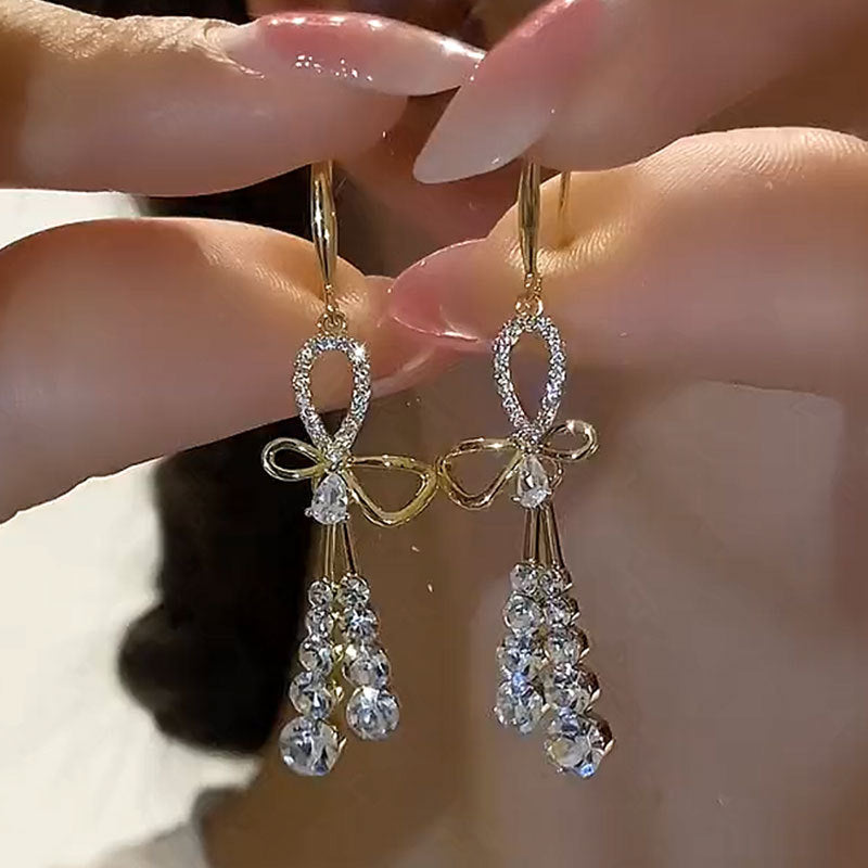 Bow Tassel High Sense Temperament Entry Lux French Earrings