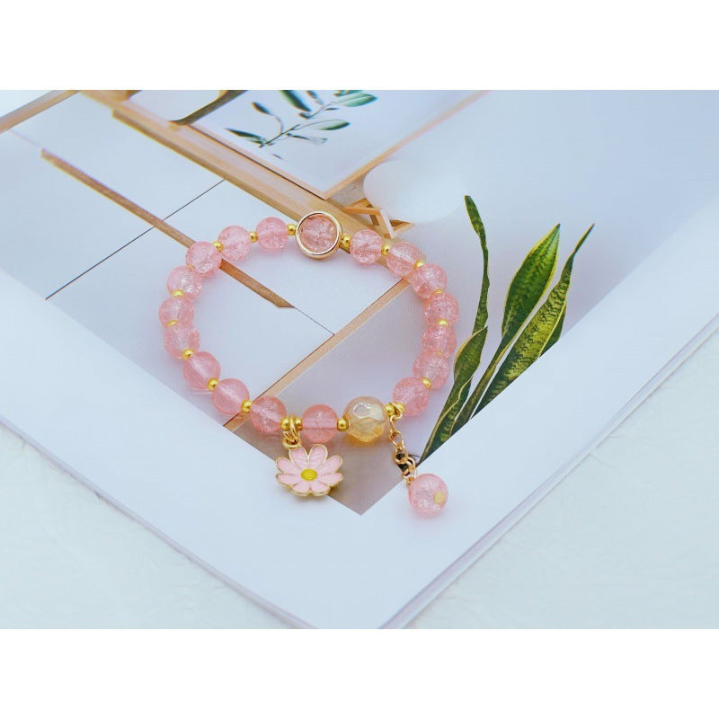 Camellia Little Daisy Crystal Girlfriends Color Glass Chipping Bracelet