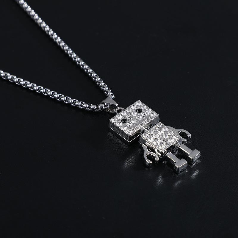 Women's Diamond Robot Stainless Steel High-grade Hip Hop Niche Sweater Necklace