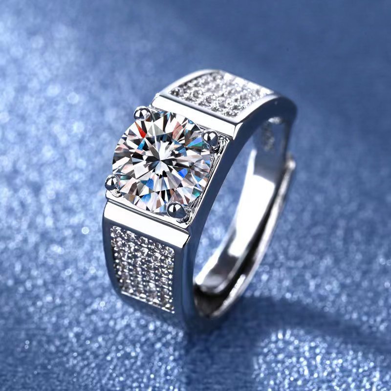 Men's Source Moissanite Open Mouth Man's Domineering Opening Adjustable Ring