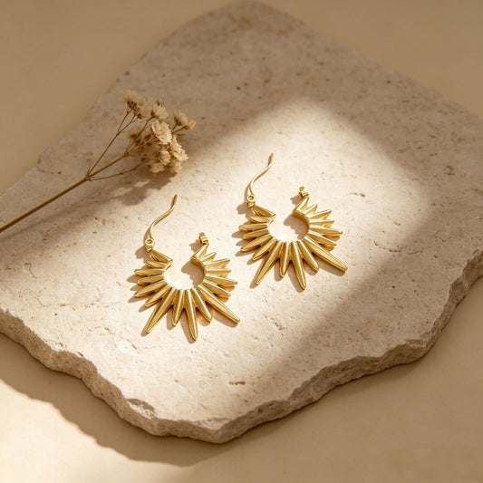 Design Sun Light Ear Clip Titanium Steel Earrings