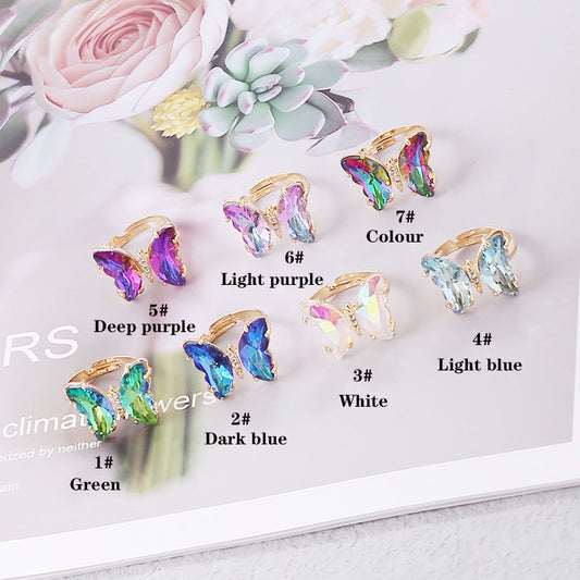 Women's Gradient Butterfly Female Personality Trendy Fashion Rings