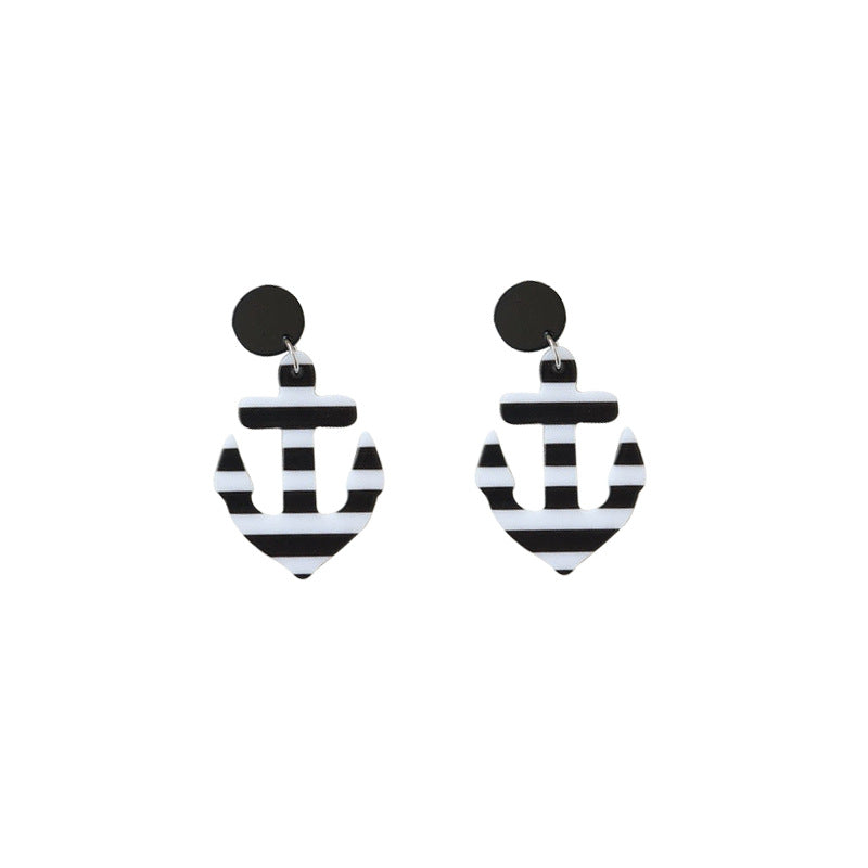 Boat Anchor Sailor Stripes Navy Pirate Earrings