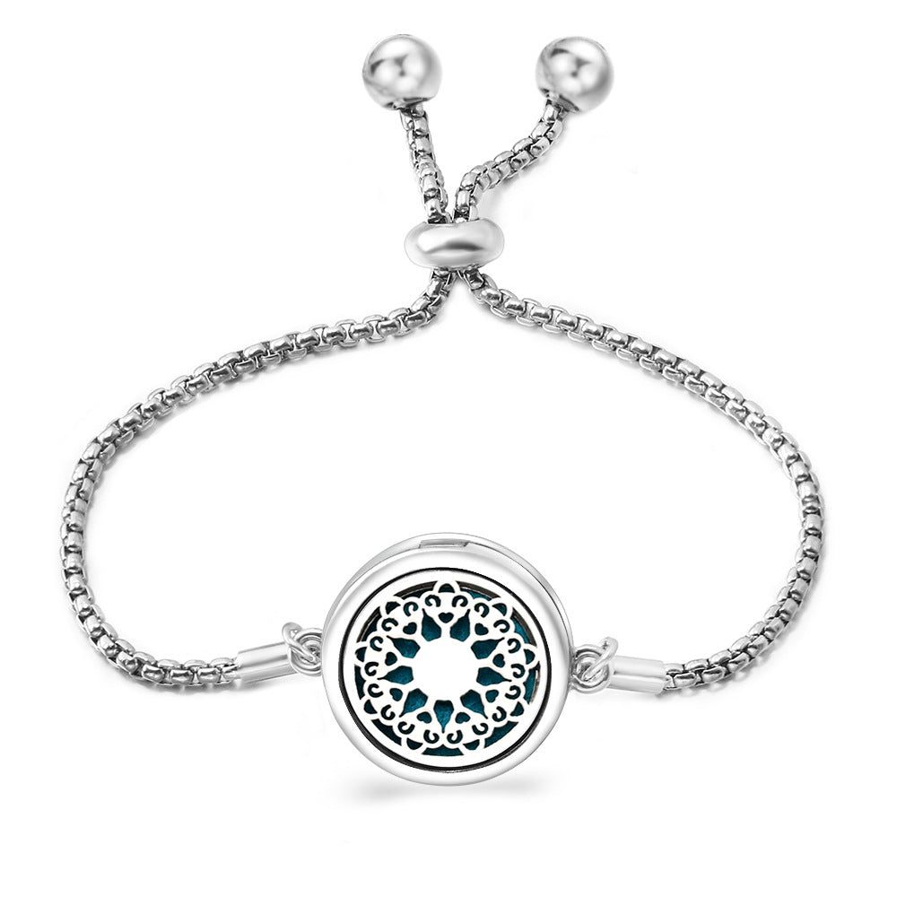 Fashion Angel Wings Box Essential Oil Diffuser Stainless Steel Adjustable Bracelet