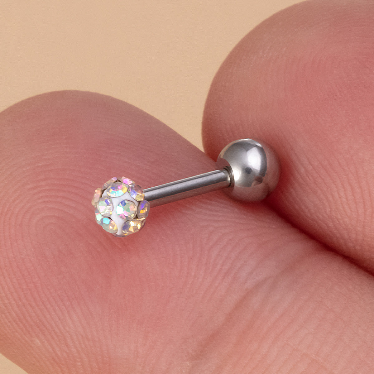 Full Diamond Color Ear Bone Piercing Ball Stud Earrings