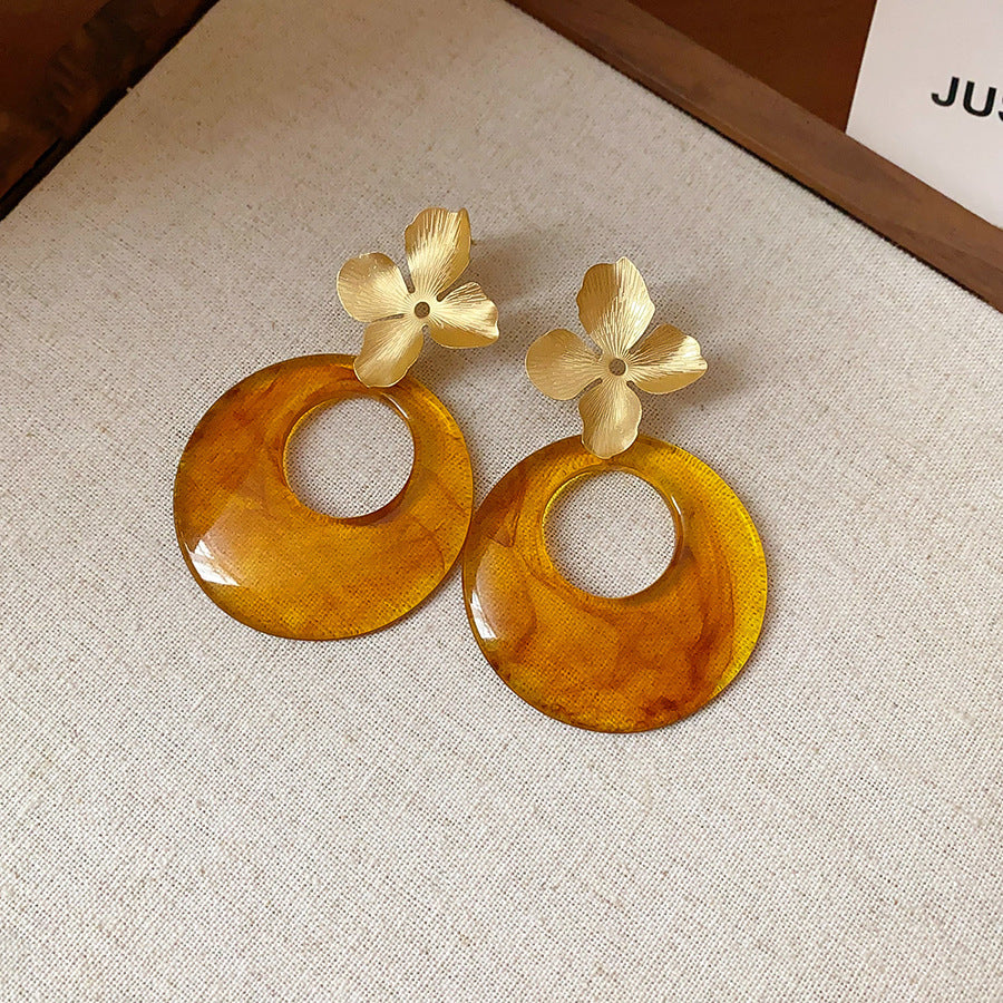 Women's Needle Geometric Irregular Resin Fashionable Retro Earrings