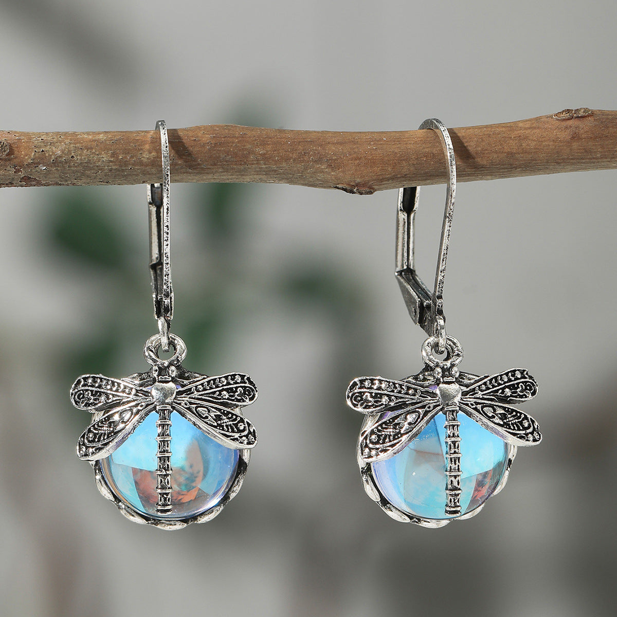 Women's Creative Vintage Dragonfly Green Crystal Charm Pendants