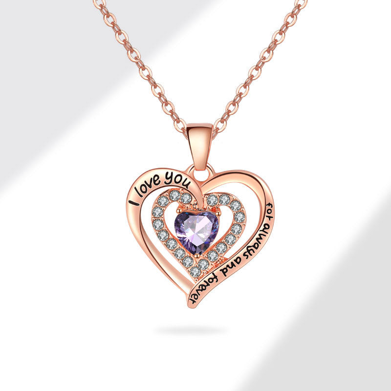 Classic Trendy Love Birthstone Birthday Gift Necklaces