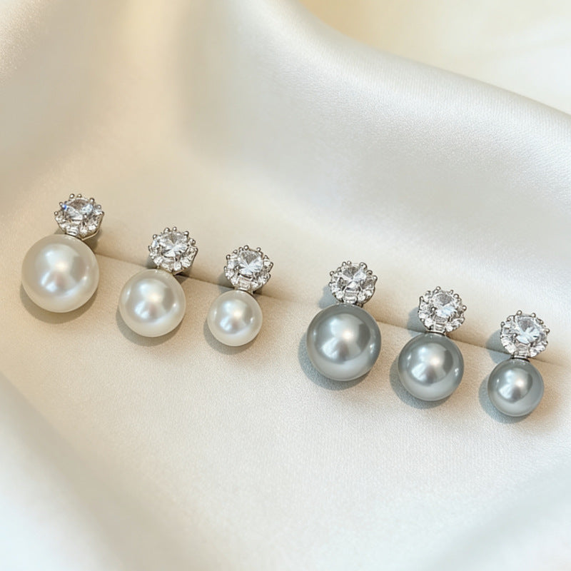 Women's Needle White Copper Light Luxury Temperament High-grade Simple Pearl Stud Earrings