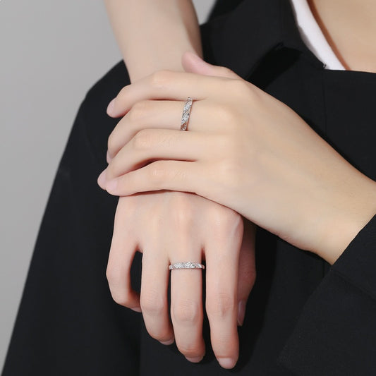Women's & Men's Sterling Sier Simple Light Luxury Versatile Opening Can Carve Writing Rings