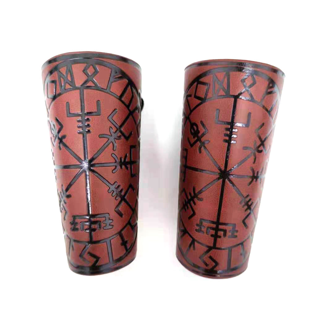Punk Leather Wristband Viking Pirate Compass Vintage Medieval Bracelet