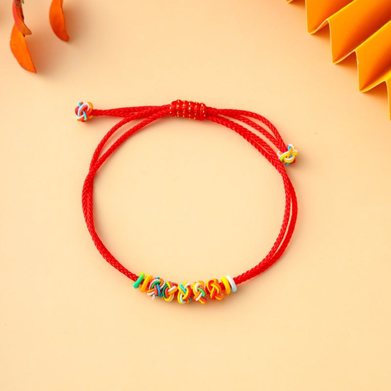 Children's Colorful Braided Rope Wrist String Safe Red Bracelet