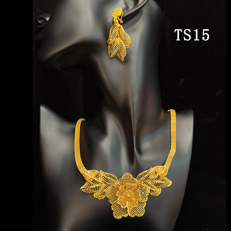 Gold Plated Female Bridal Wedding Imitation Jewelry Set