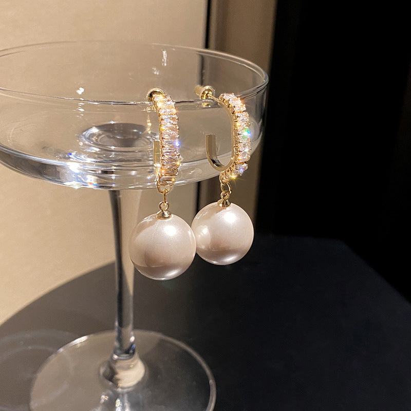 Zircon Pearl Simplicity Simple Retro Fashion Earrings