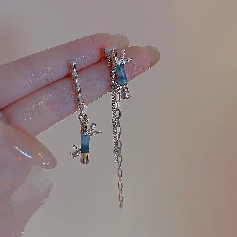 Temperament Female Blue Color Sier Exquisite Earrings