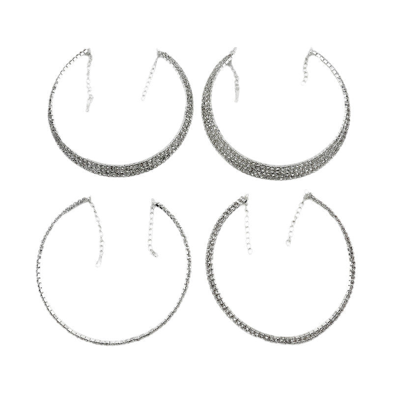 Full Diamond Niche Clavicle Chain Twin Necklaces