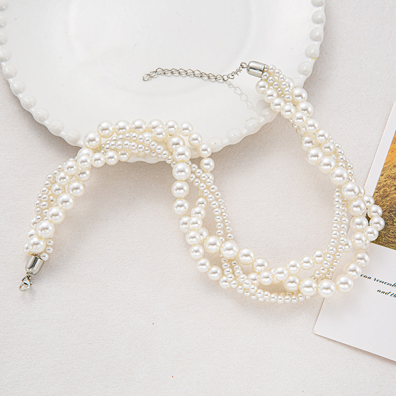 Classic Style Twin Baroque Pearl Clavicle Chain Light Necklace