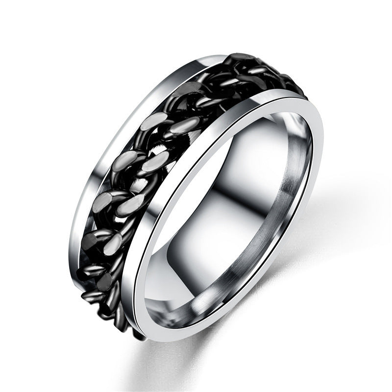 Ornament Titanium Steel Can Be Rotatable Male Rings