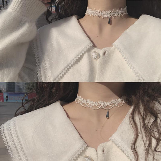 Fairy White Lace Temperament Soft Sweet Clavicle Chain Collar