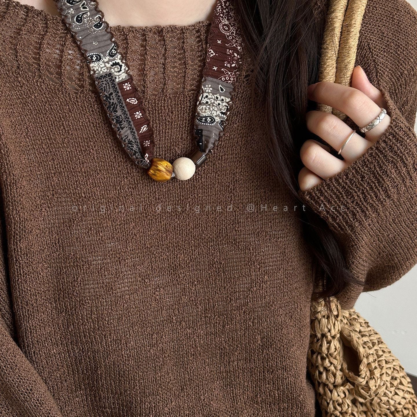 Color Green Shivering Scarf Female Niche Pull-out Long Sweater Chain Necklace