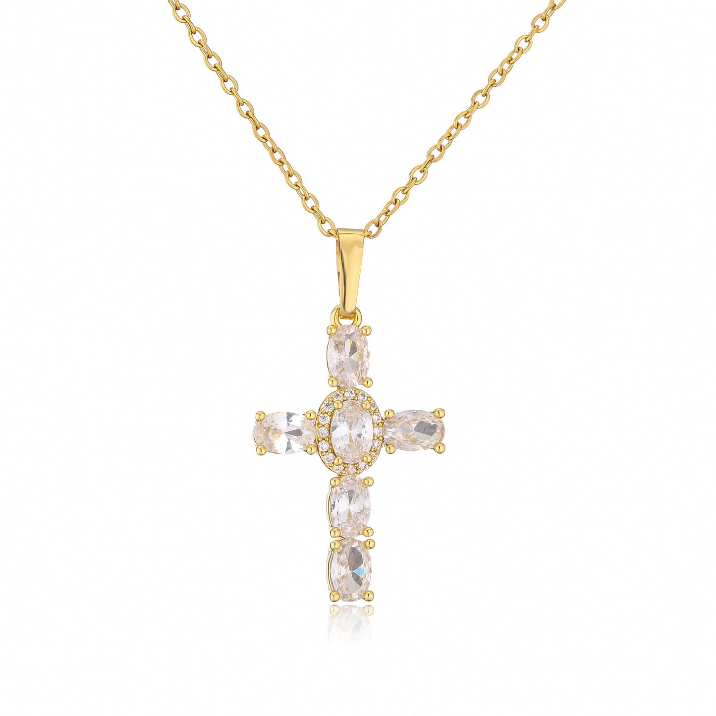 Ornament Micro Inlaid Zircon Cross Religious Necklaces