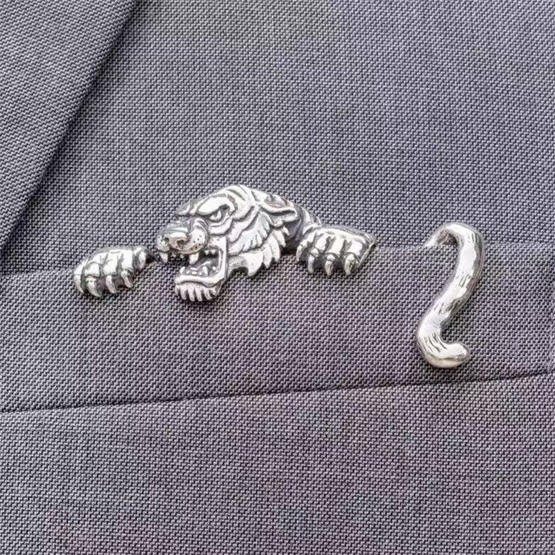 Men's Metal Square Retro Octopus Crocodile Punk Brooch Brooches