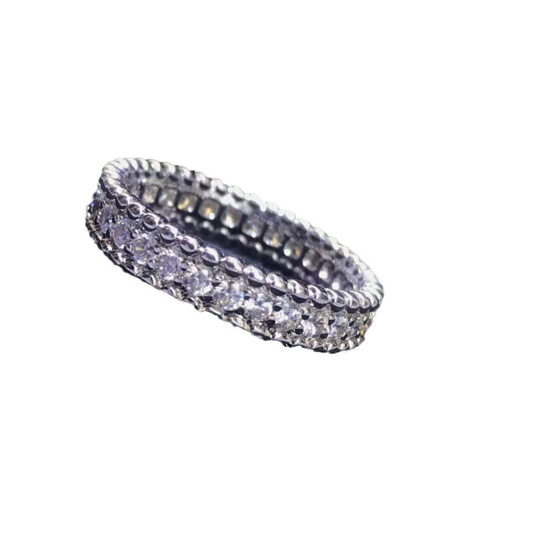 Clover Single Row Full Diamond Live Broadcast Ring