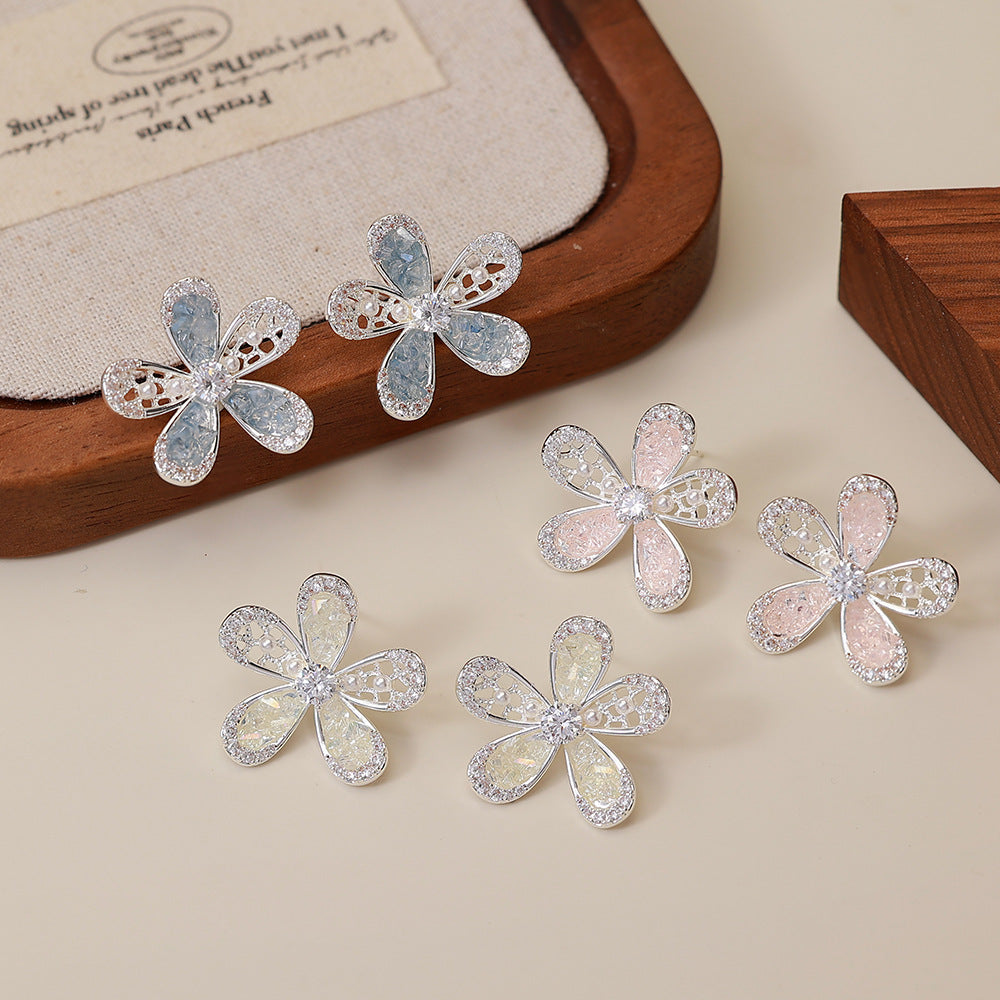 Women's Zircon Flower Korean Exquisite Full Diamond Petite Affordable Luxury Rings