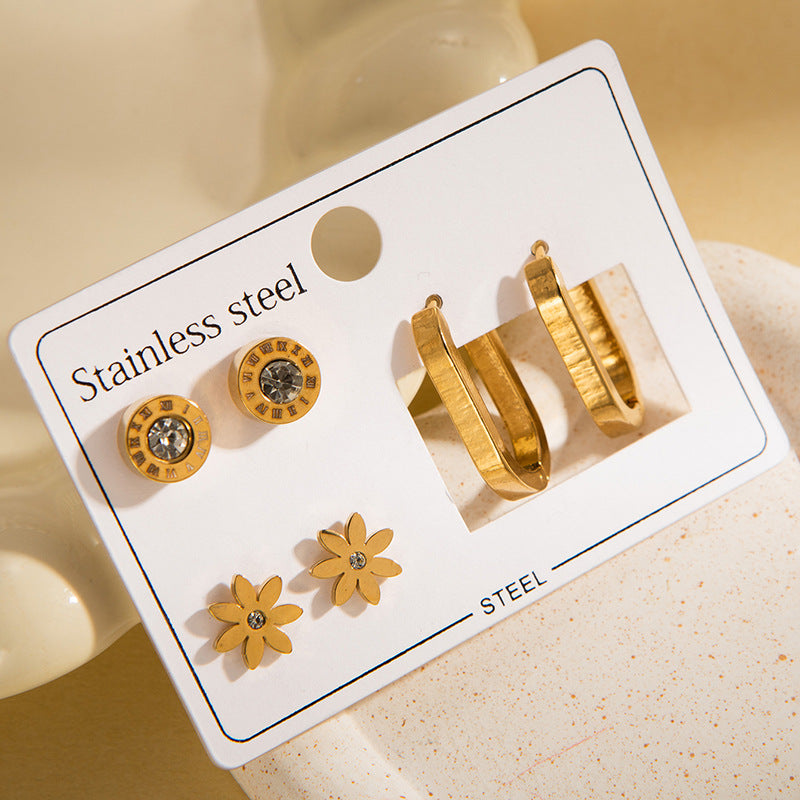 Titanium Steel Ear Exquisite Small Gold-plated Earrings