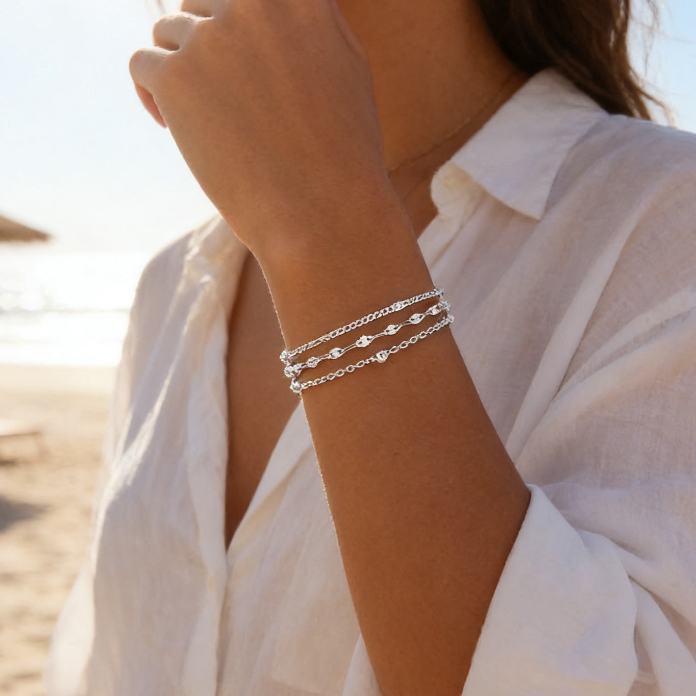 Trendy Fashion Lip Chain Twin Exquisite Bracelets