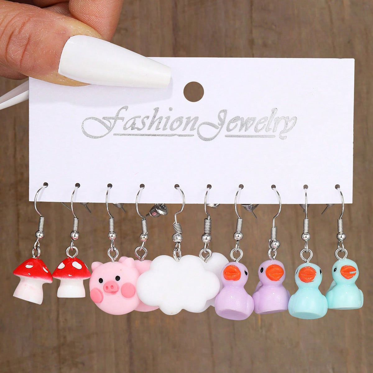 Children's Creative Mushroom Cloud Little Duck Drip Glazed Butterfly Pendants