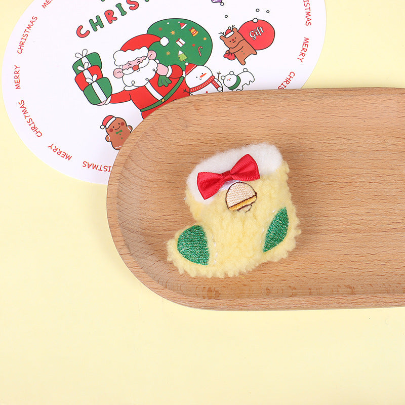 Christmas Brooch Plush Doll Santa Claus Snowman Elk Cartoon Jewelry Accessories