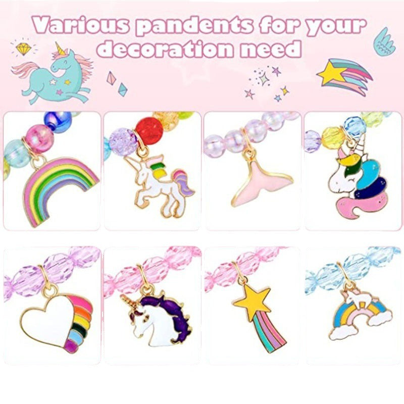 Colorful Unicorn Rainbow Beaded Birthday Party Bracelets