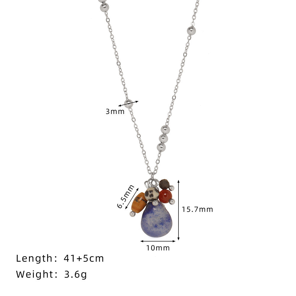 Whale Rain Natural Stone Blue Water Drop Fruit Carnelian Necklaces