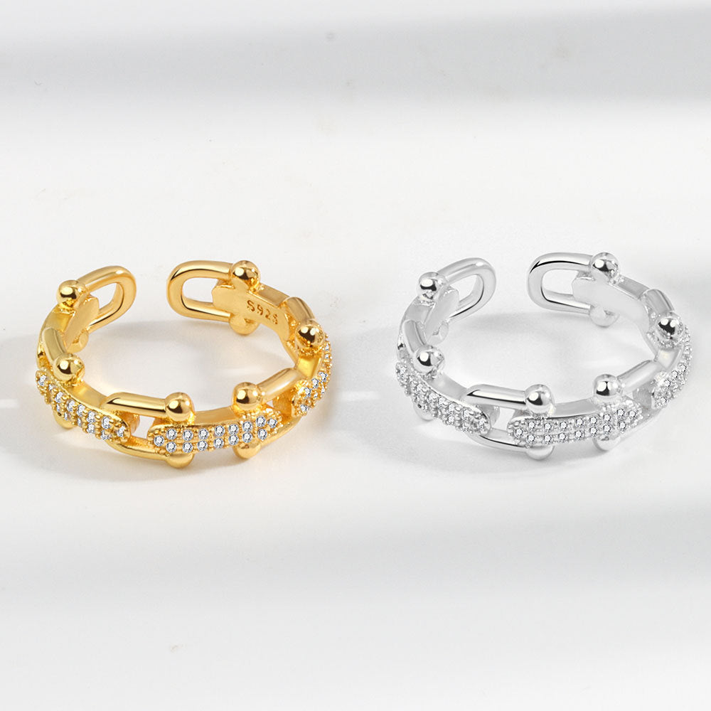 Women's Chain Hollow Opening Korean Simple Vachette Rings