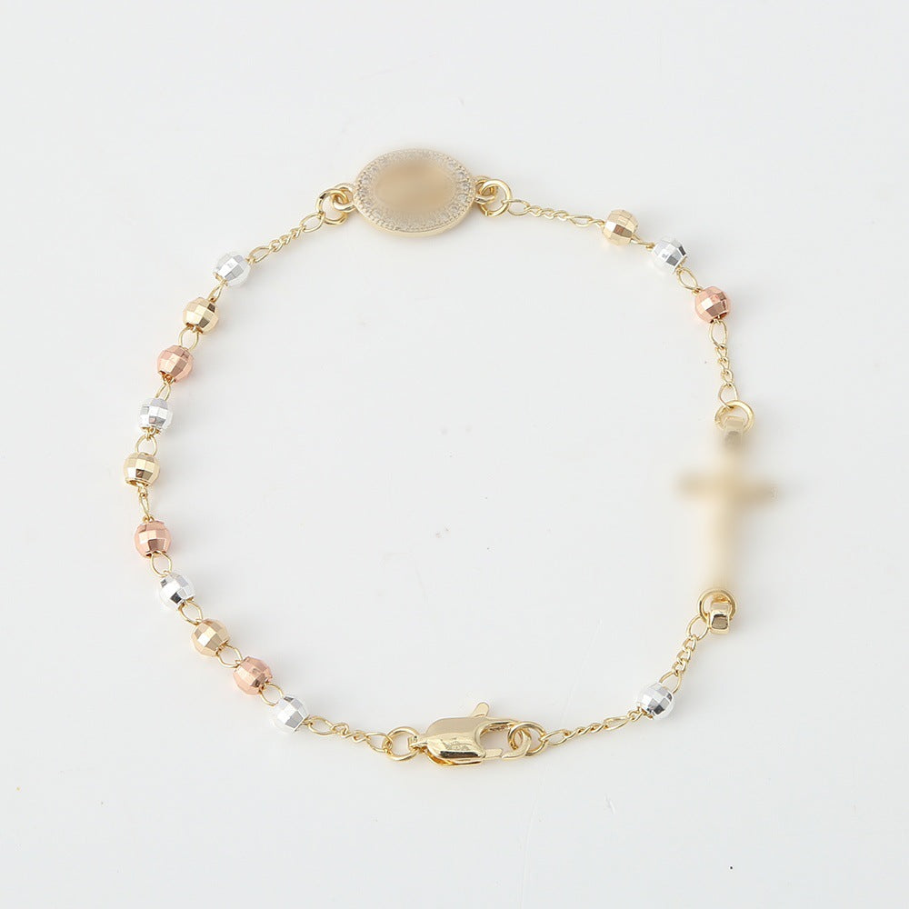 Women's Cross Bead Copper Color Light Luxury High-grade Bracelets