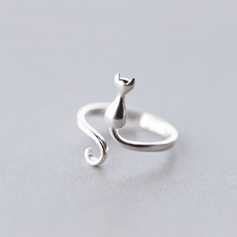 Men's Retro Trendy Sier Open Single Lucky Rings